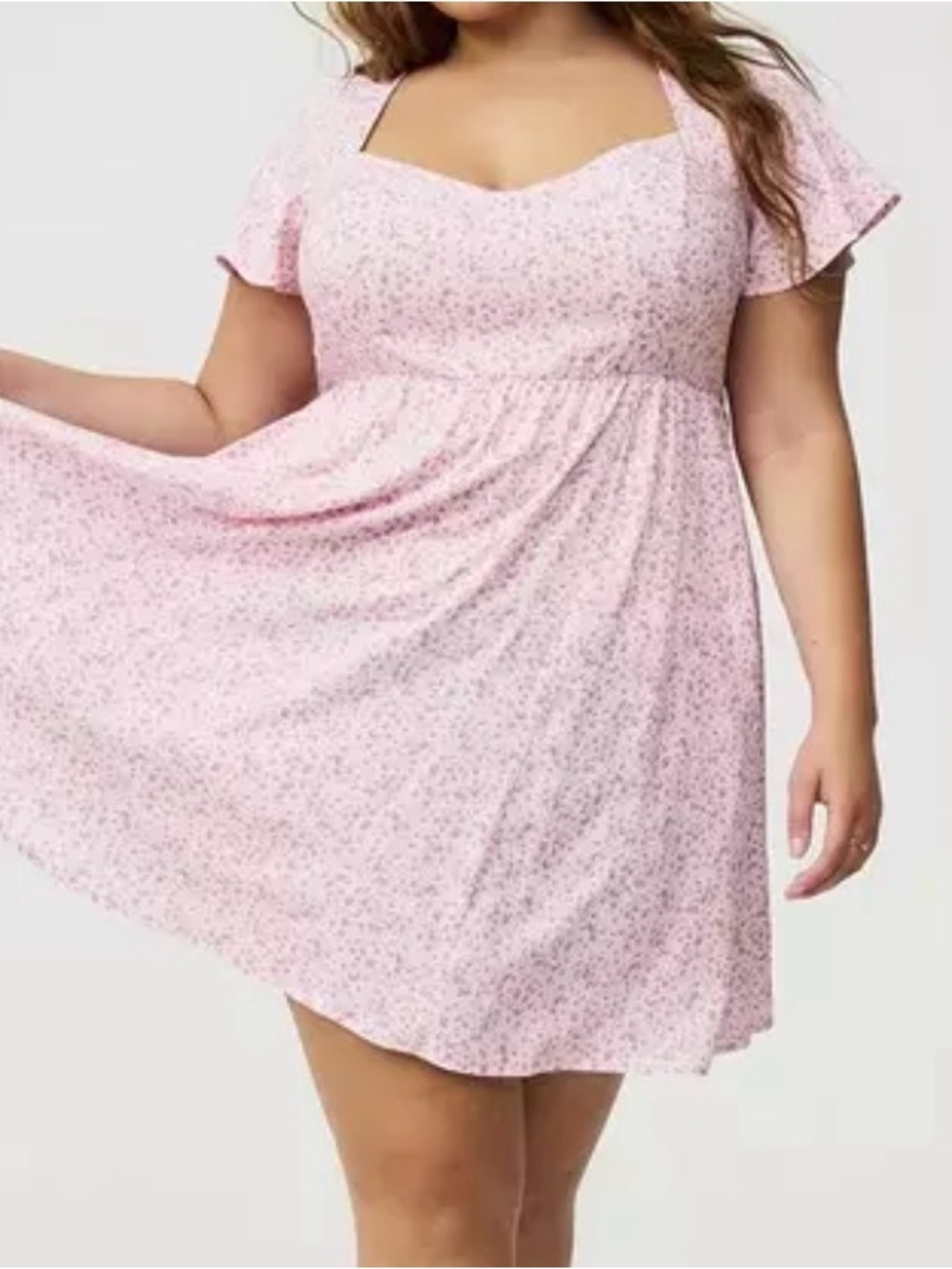 NWOT Plus Size Pink Floral Sweetheart Neck Dress